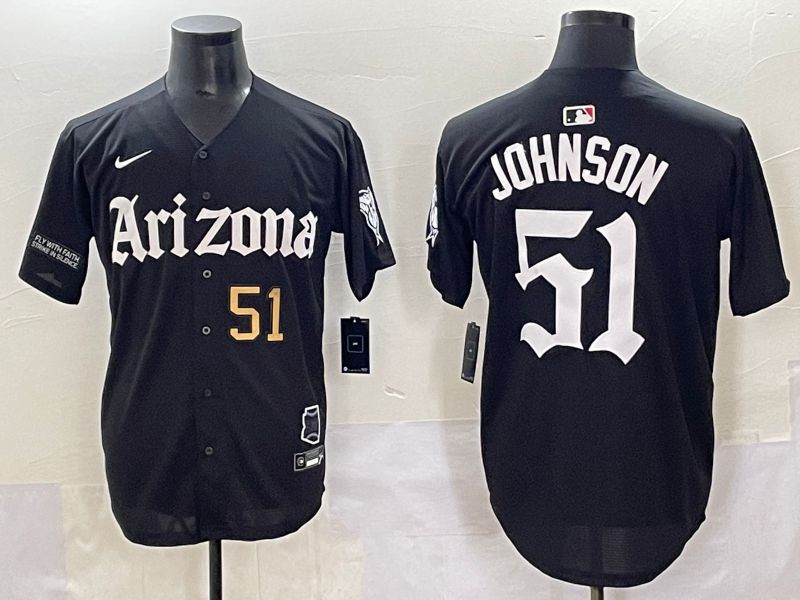 Men 2025 Arizona Diamondback #51 Johnson Black Five generations Joint Name Nike MLB Jersey style 11->arizona diamondback->MLB Jersey